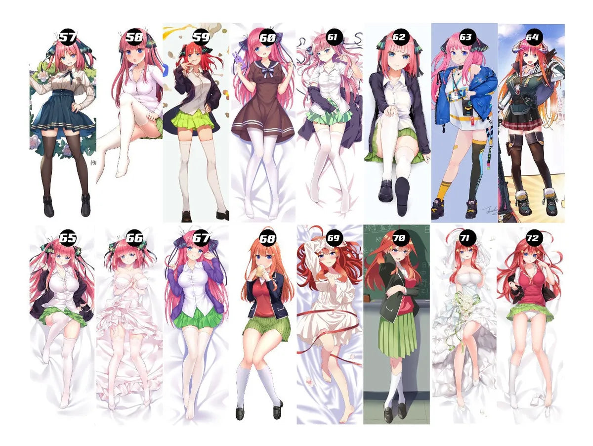 Dakimakura  Quintillizas Miku Nino Itsuki Ichika Yotsuba Nakano 2 Lados+ Relleno 150x50 cm