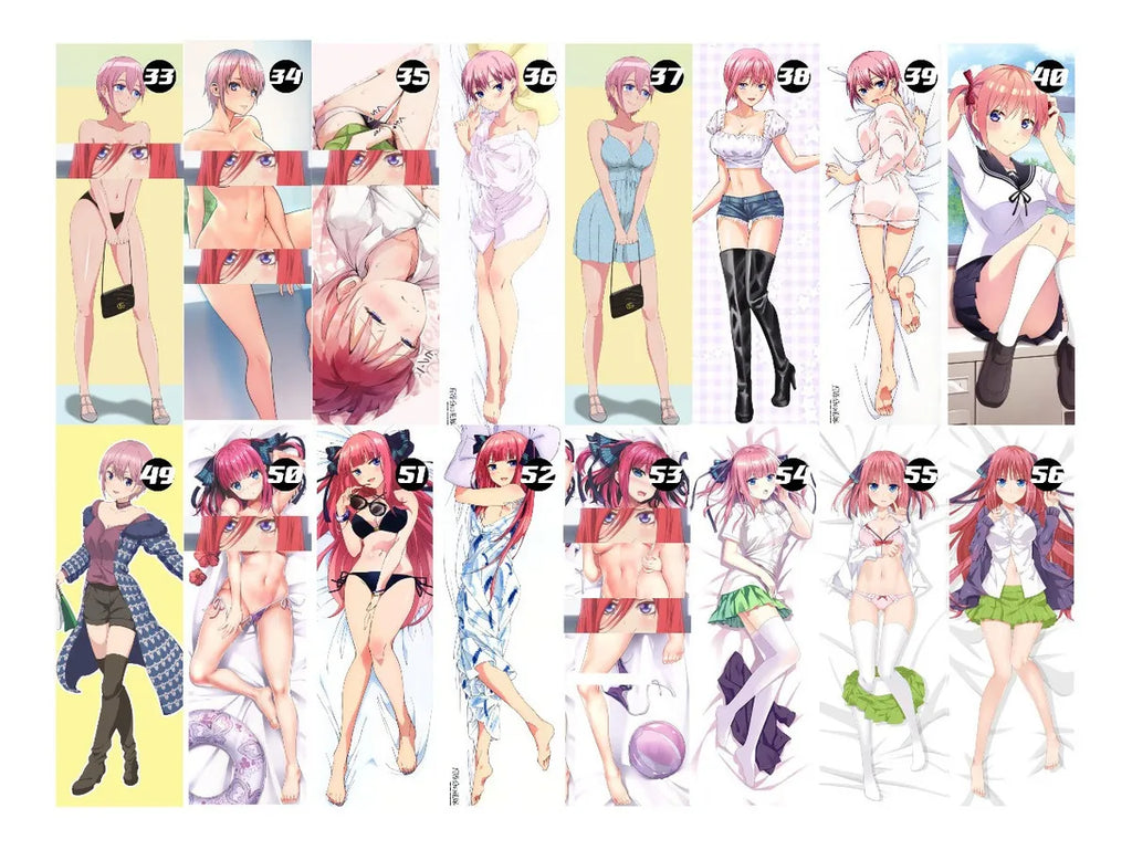 Dakimakura  Quintillizas Miku Nino Itsuki Ichika Yotsuba Nakano 2 Lados+ Relleno 150x50 cm